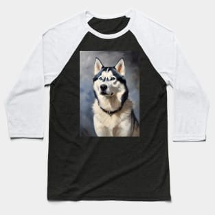 Siberian Husky Dog Breed Oil Painting Baseball T-Shirt